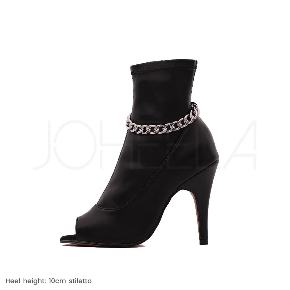 Ana - Chaînes argentées - Talons stilettos standard - Prête à expédier