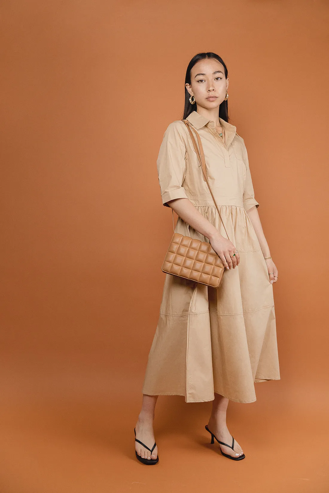 Brooke Long  Beige Shirt Dress