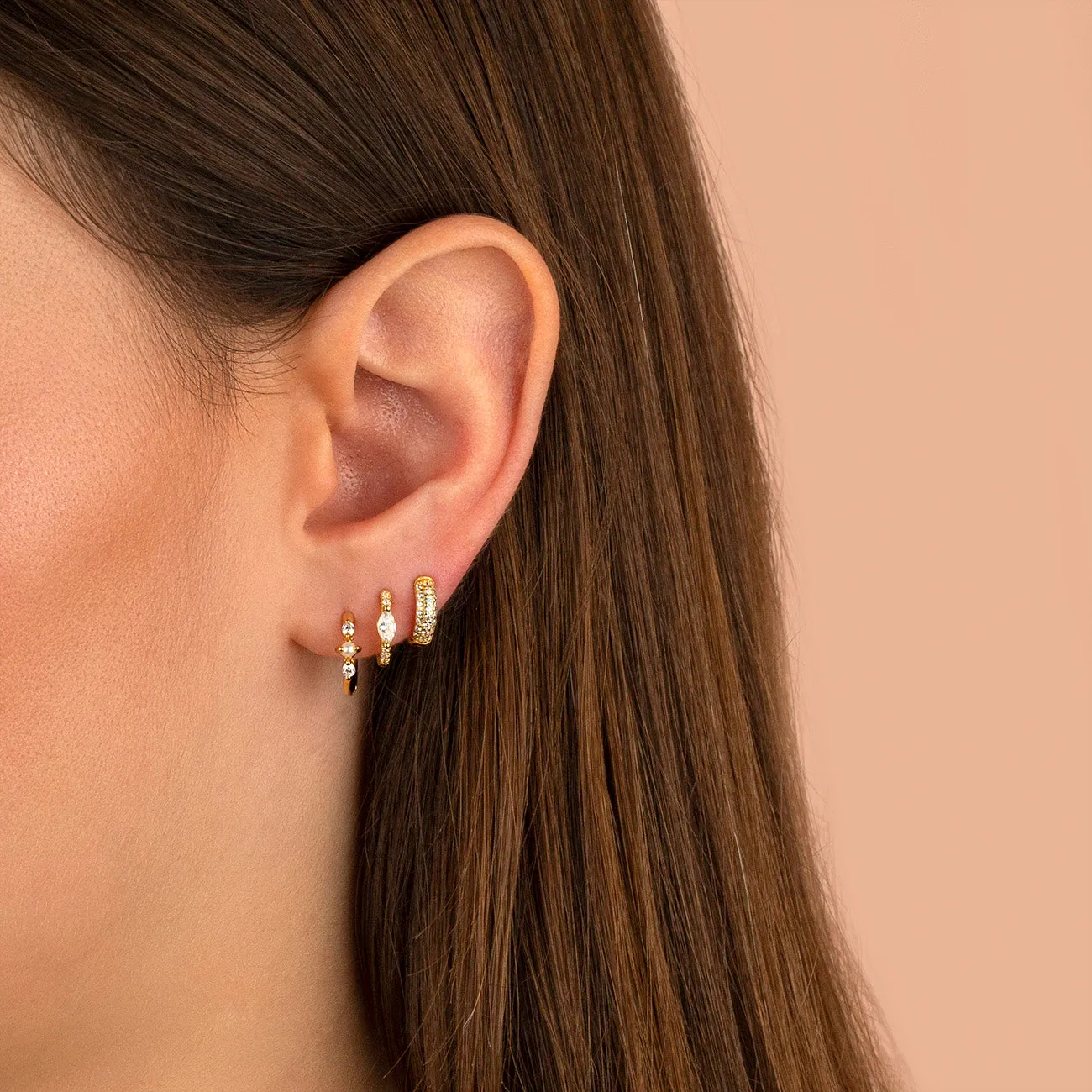 CZ Marquise Huggie Earring
