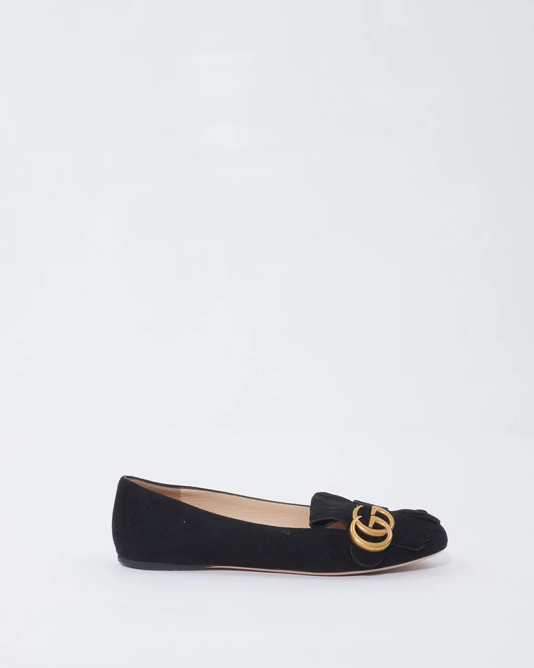 Gucci Suede Black GG Marmont Loafers - 36