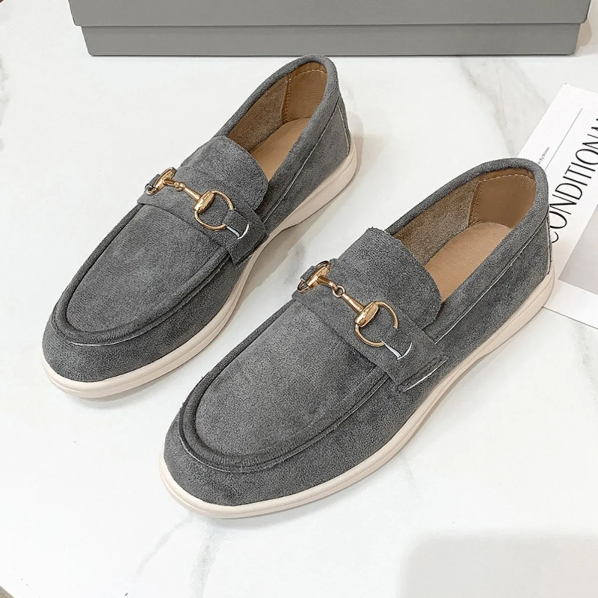 Hazel Blues® |  Metal Buckle Flat Sneakers