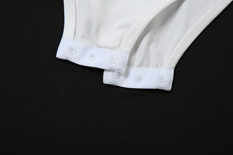 Luxe Long-Sleeve White Bodycon Mini Dress with Ruched Knot Detail and Ruffled Hemline