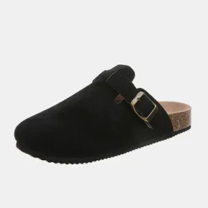 Norah Suede Closed Toe Buckle Slide