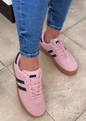 Stefany Pink Suede Sneakers