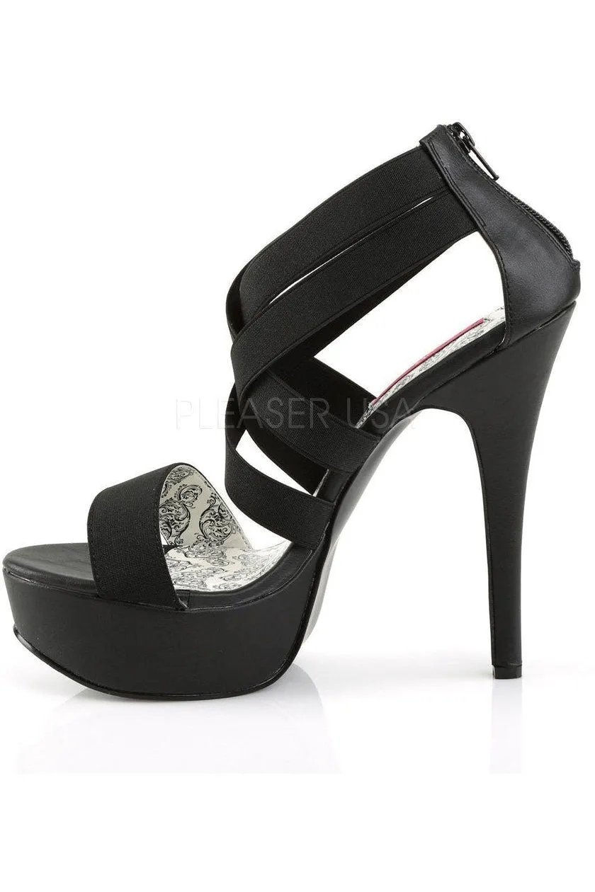 TEEZE-47W Platform Sandal | Black elastic